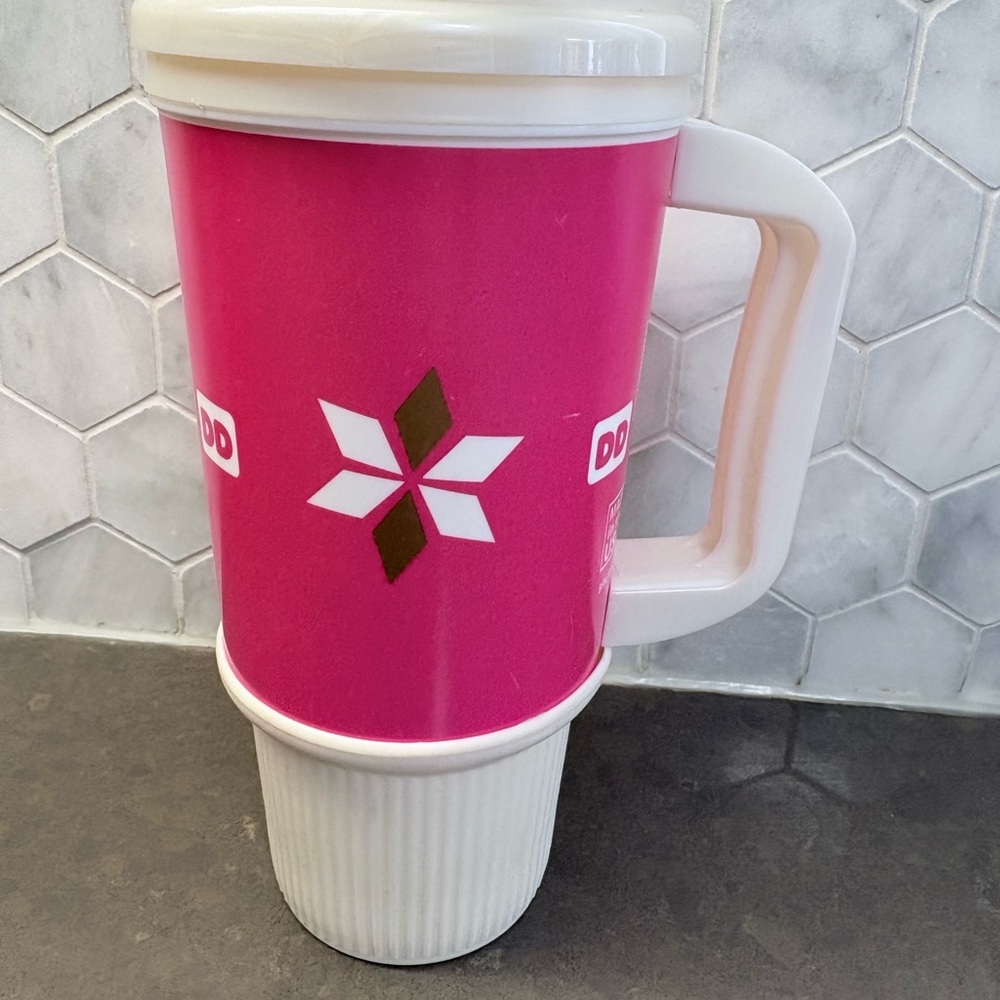 DD Pink Travel Mug with White Handle2015 Dunkin donuts